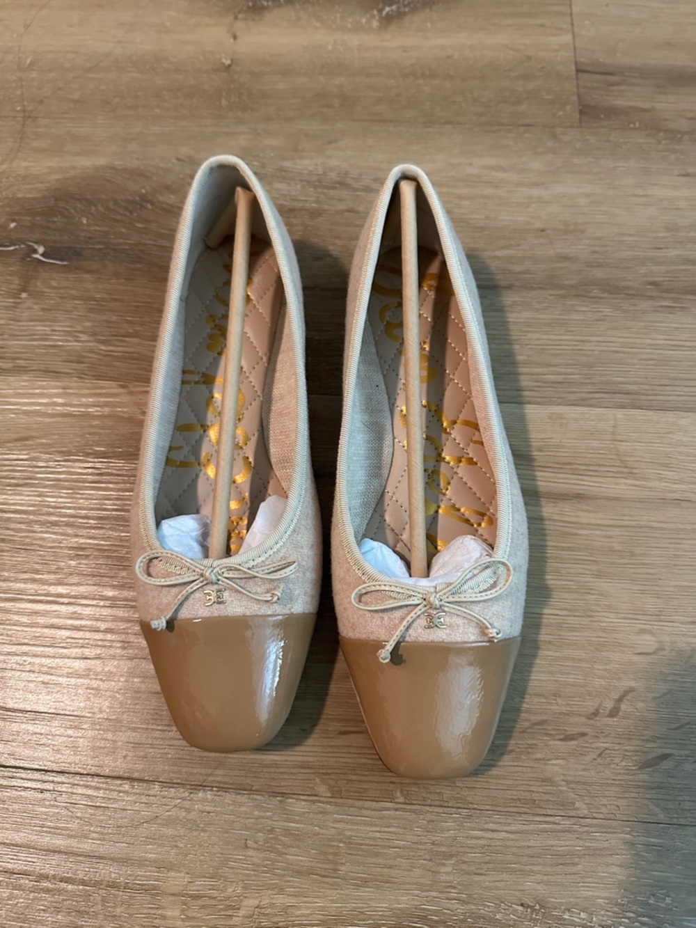 Sam Edelman Two-Tone Ballet Flats in Beige and Tan